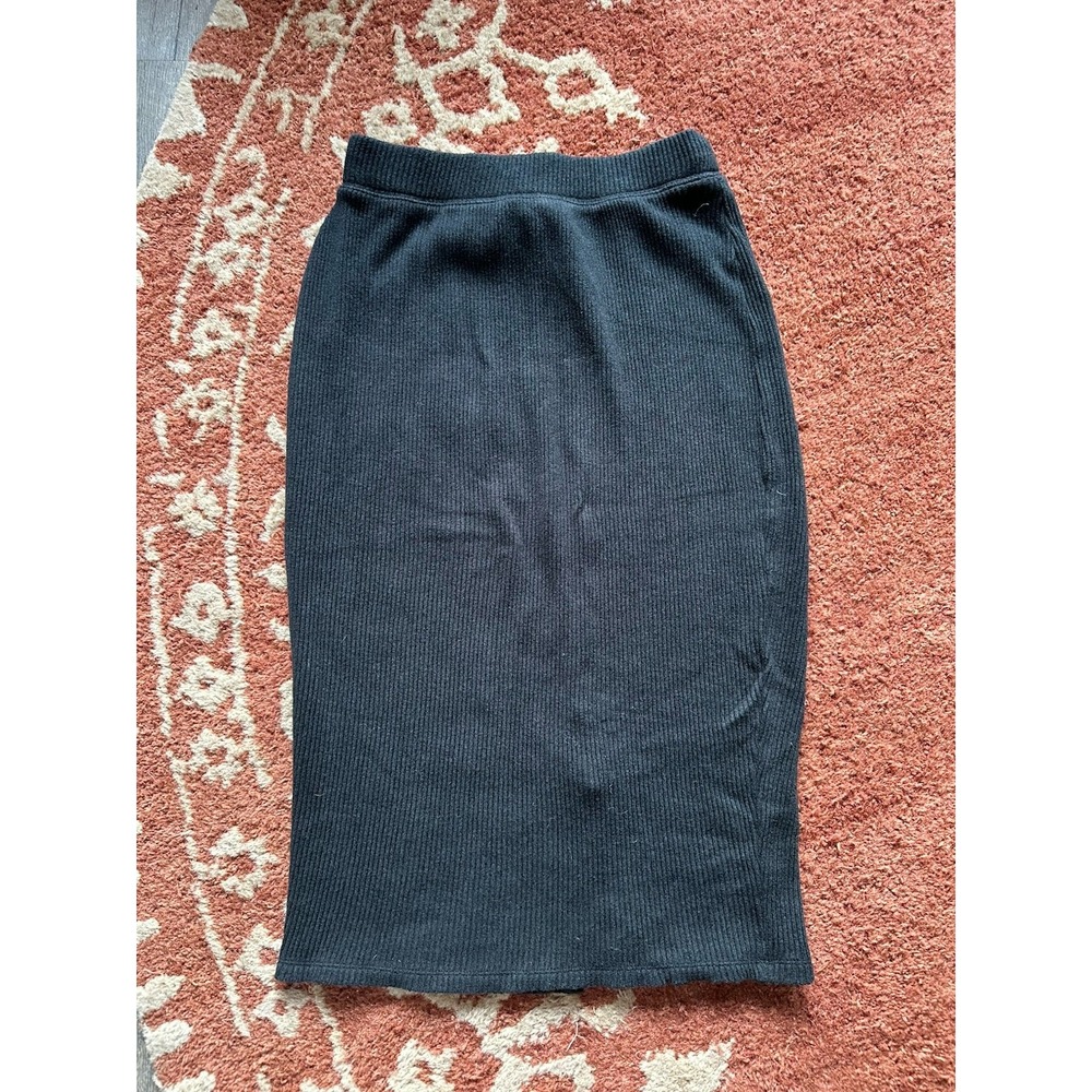 A New Day Cotton Blend Black Mídi Skirt S Small